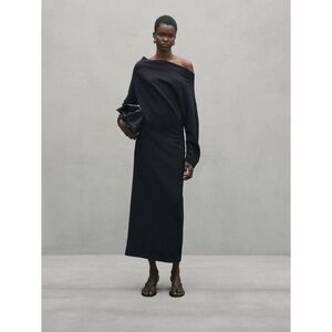 Massimo Dutti Womens Maxi Dress M Medium Blue Long off shoulder 9219/952 NWT